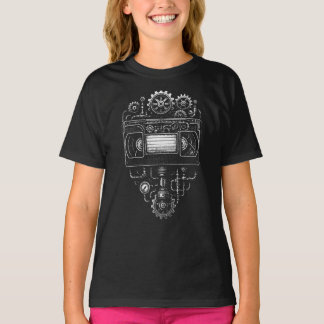 Monochrome-Steampunk-VHS-Video band T-Shirt