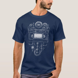 Monochrome Steampunk-VHS-Videoband T-Shirt