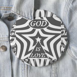 Monochrome Stern "Gott ist Liebe" - Schwarz & Wei Button
