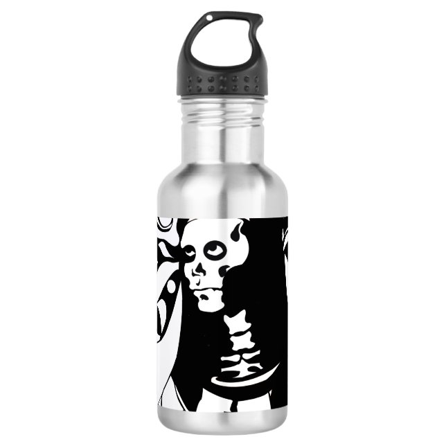 Monochrome Surrealismus: Animate Gothic Design Edelstahlflasche (Vorderseite)