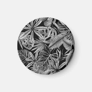 Monochrome tropische, Aquarellfarben Blätter Textu Magnet