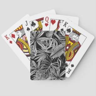 Monochrome tropische, Aquarellfarben Blätter Textu Spielkarten