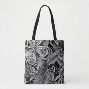 Monochrome tropische, Aquarellfarben Blätter Textu Tasche