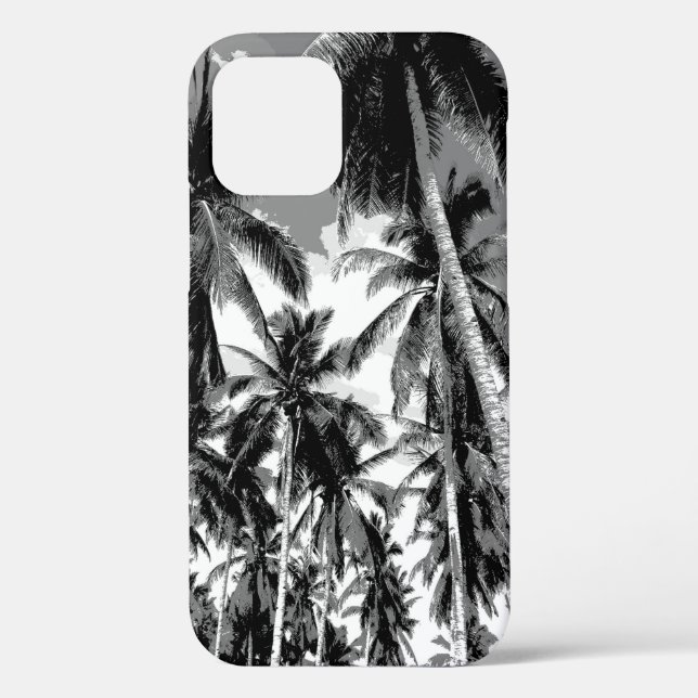 Monochrome tropische Palmbaume Case-Mate iPhone Hülle (Rückseite)