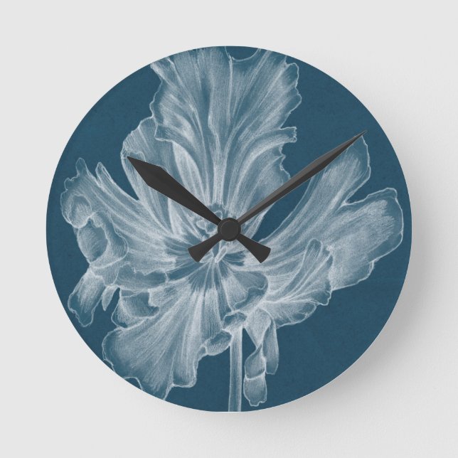 Monochrome Tulip II Runde Wanduhr (Vorderseite)