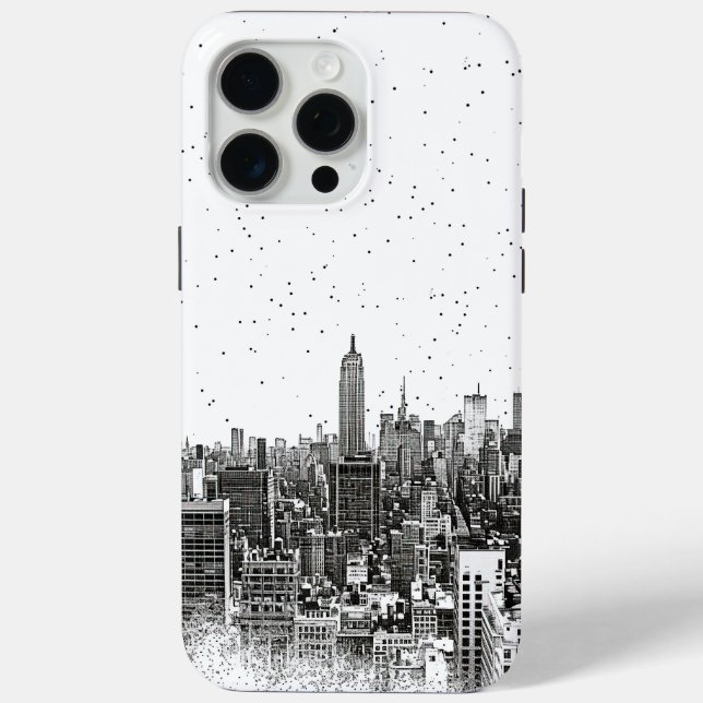 Monochrome Urban Skyline Case-Mate iPhone Hülle (Rückseite)