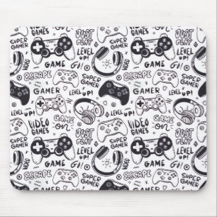 Monochrome Videospiel-Doodle-Mauspad Mousepad