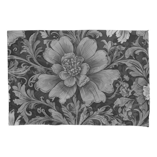 Monochrome Vintage Floral Pattern  Kissenbezug (Vorderseite)
