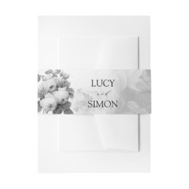 Monochrome Vintage Rose Einladung Bauchband Einladungsbanderole