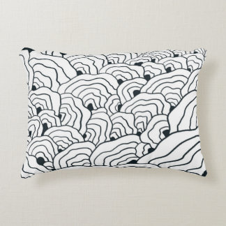 Monochrome Wave Pattern,  Modern Abstract Line Art Dekokissen