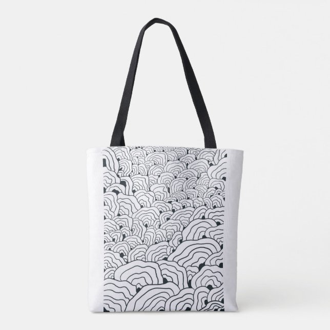 Monochrome Wave Pattern,  Modern Abstract Line Art Tasche (Rückseite)