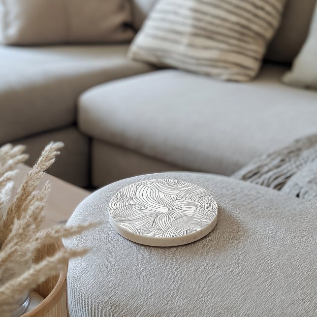 Monochrome Wave Pattern Stone Untersetzer (Von Creator hochgeladen)