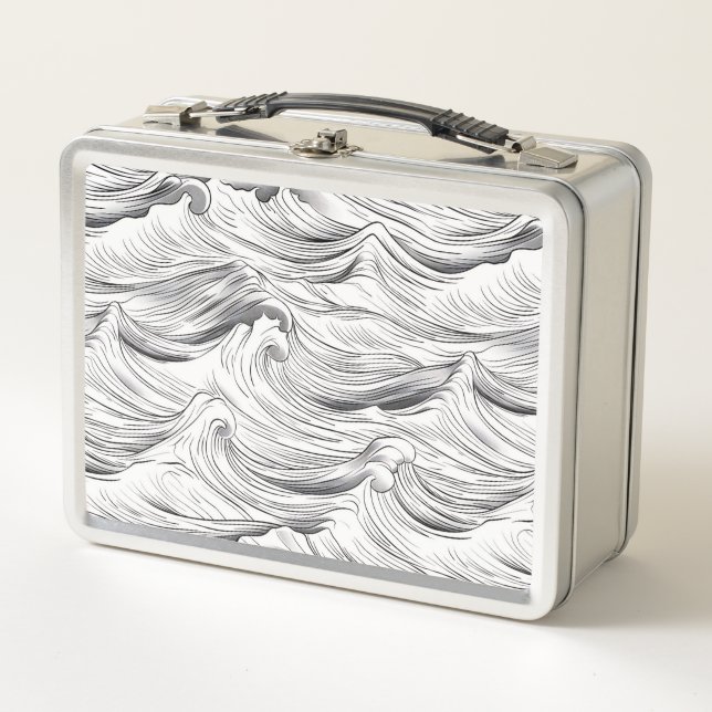 Monochrome Waves Metall Brotdose (Vorderseite)