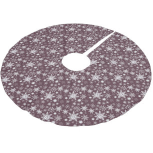 Monochrome weiße Schneeflocken Weihnachtsbaumrock Polyester Weihnachtsbaumdecke