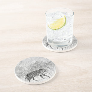 Monochrome Wild Animal Art Gray Wolf Untersetzer