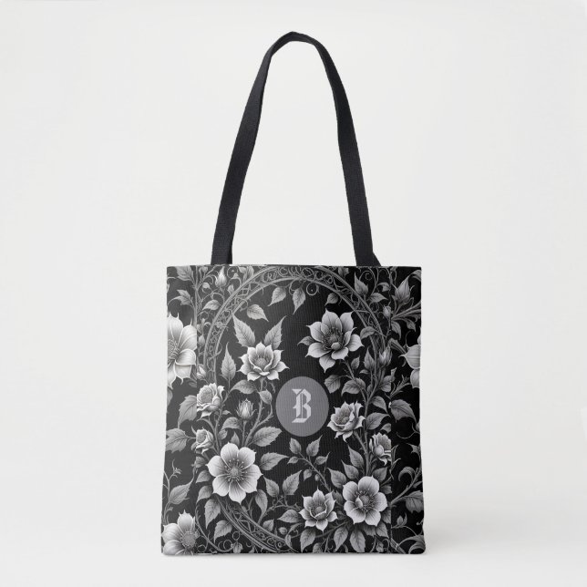 Monochrome Wild Rose Tasche (Vorderseite)