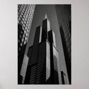 Monochrome Wolkenkratzer-Canyon-Architektur-Wandku Poster