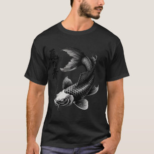 Monochrome Zen Koi-Fisch-Tattoo-Kunst T-Shirt