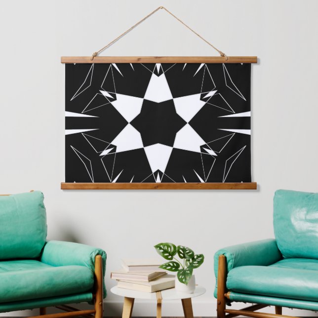 Monochromer Puls Wandteppich Mit Holzrahmen (Wohnzimmer)