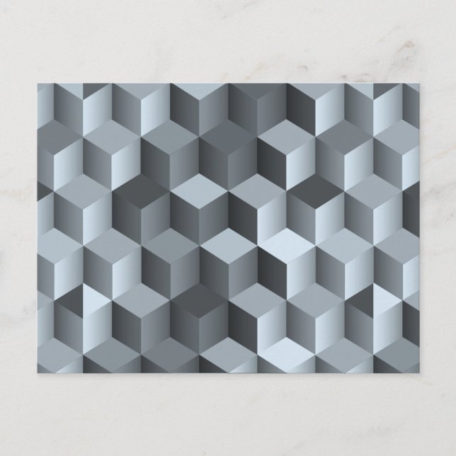 Monochromes 3D-Würfeldesign Postkarte (Vorderseite)