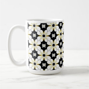 Monochromes Blumenmuster mit dezenten gelben Detai Kaffeetasse