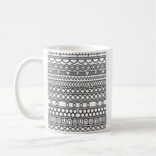 Monochromes Boho-Strickmuster Tribal geometrisch Kaffeetasse