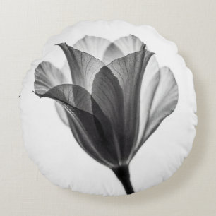 Monochromes botanisches Fine-Art-Fotografie Rundes Kissen