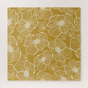Monochromes Gold-Blumenmuster: Abstrakte Nahtlosig