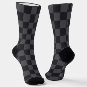 Monochromes Grau-Schwarz-Kroatisches Schachbrettmu Socken