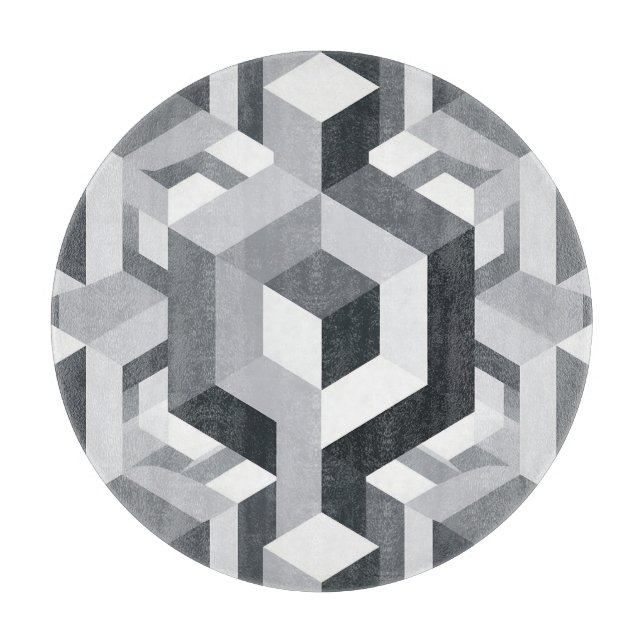 Monochromes isometrisches Würfelmuster Schneidebrett (Vorderseite)