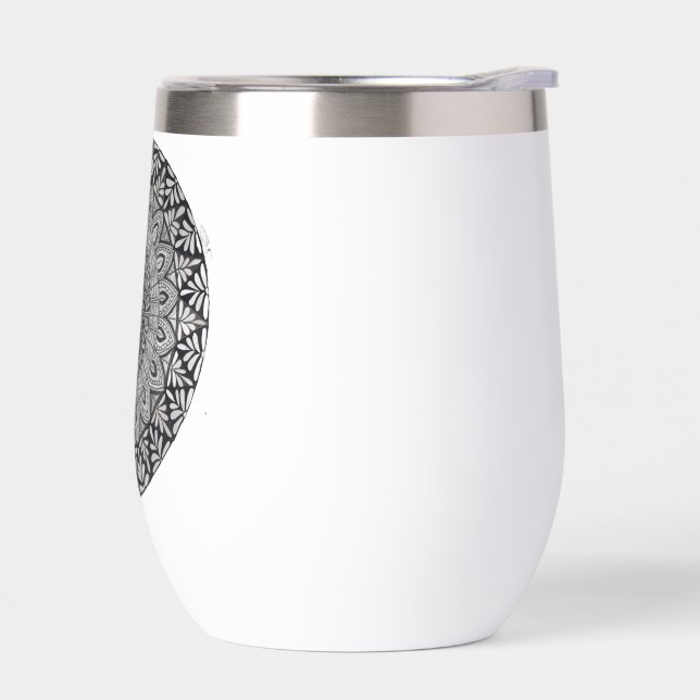 Monochromes Mandala-Design-Wasserflasche (Links)