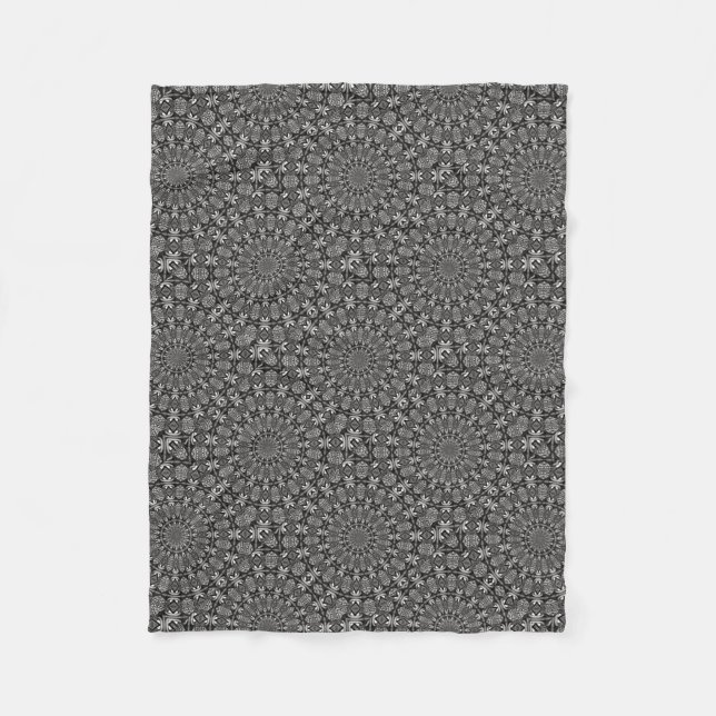 Monochromes Mandala Fleecedecke (Vorderseite)