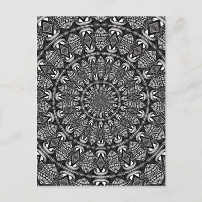 Monochromes Mandala Postkarte (Vorderseite)