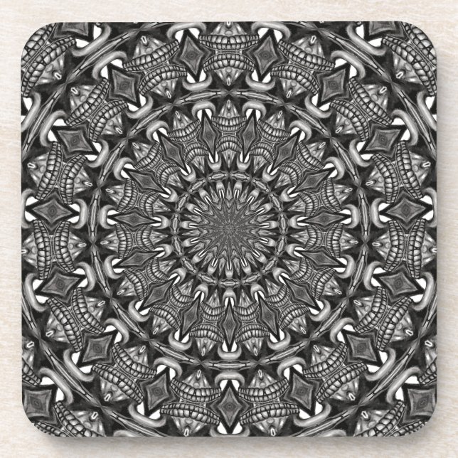 Monochromes Mandala Untersetzer (Vorderseite)
