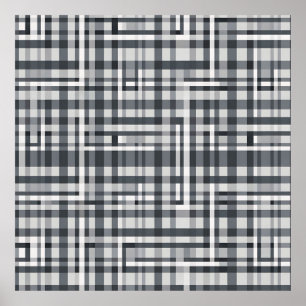 Monochromes Pixel-Kontrollgeometrisches Muster Poster