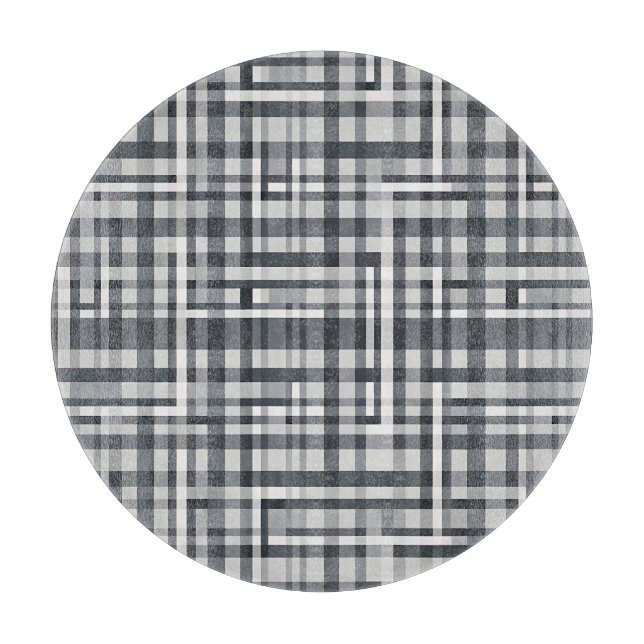 Monochromes Pixel-Kontrollgeometrisches Muster Schneidebrett (Vorderseite)