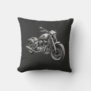 Monochromes Retro-Cruiser-Motorrad Kissen