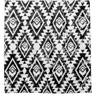 Monochromes Stammes-Ethno-Nahtlosmuster Duschvorhang