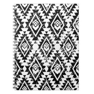 Monochromes Stammes-Ethno-Nahtlosmuster Notizblock
