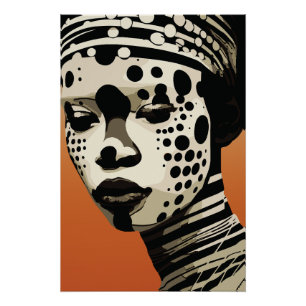 Monochromes Stammes-Frauenportrait Kunst Poster