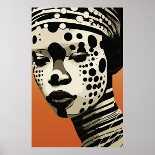 Monochromes Stammes-Frauenportrait Kunst Poster