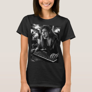 Monochromes T-Shirt mit dem Porträt eines wütenden