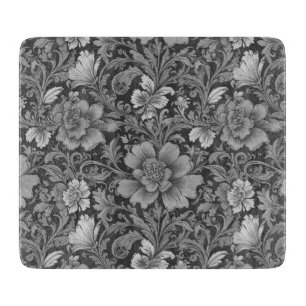 Monochromes Vintage-Blumenmuster Schneidebrett