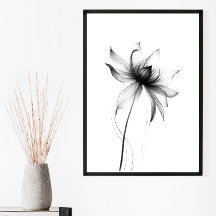 Monochromfarbene Minimalistische Blumenmauer druck