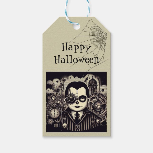 Monocle Halloween Man Geschenkanhänger (Vorderseite)