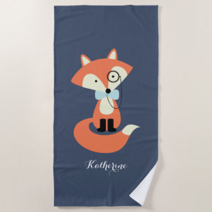 Monocle Hipster Red Fox Strandtuch