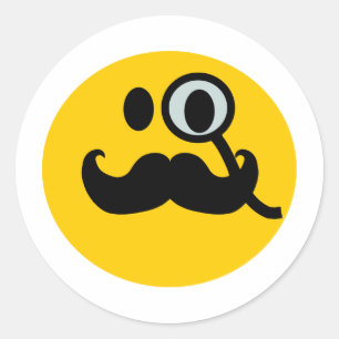 Monocle & Mustache - benutzerdefinierbarer Backgra Runder Aufkleber