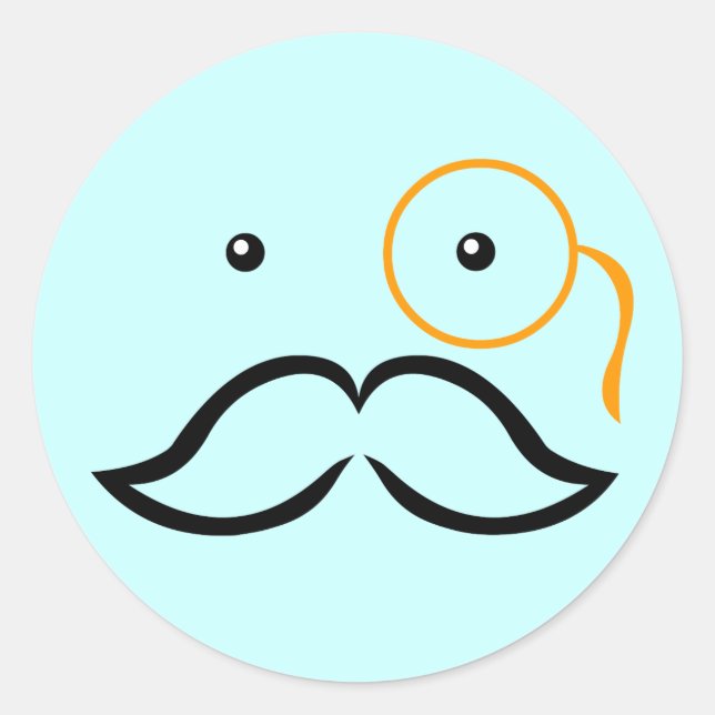 Monocle und Mustache Runder Aufkleber (Vorderseite)
