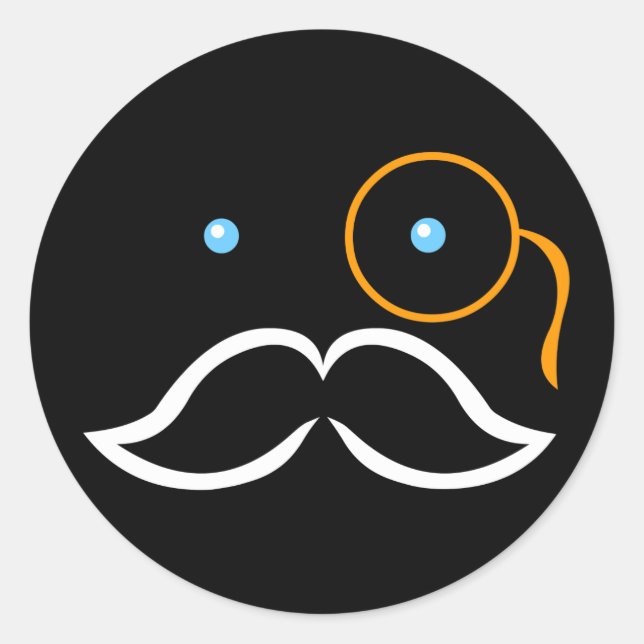 Monocle und Mustache Runder Aufkleber (Vorderseite)