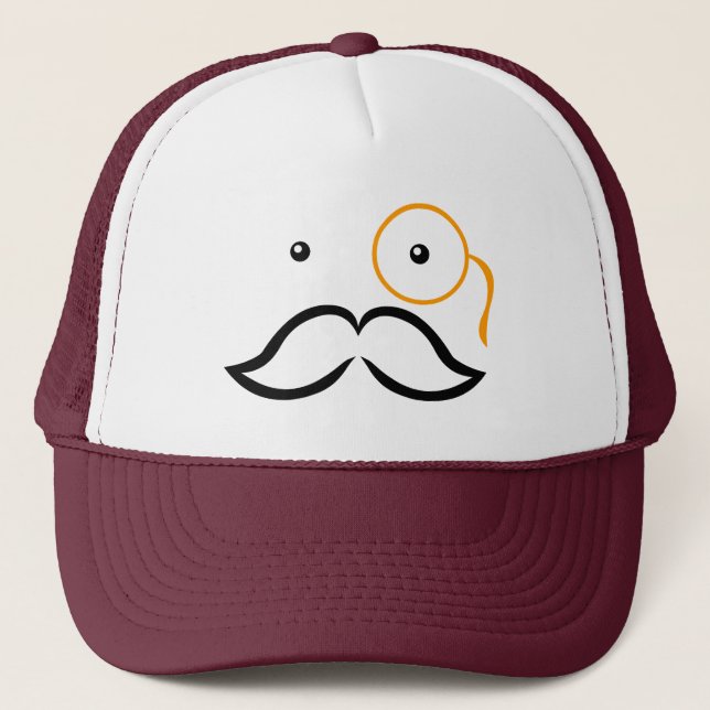 Monocle und Mustache Truckerkappe (Vorderseite)